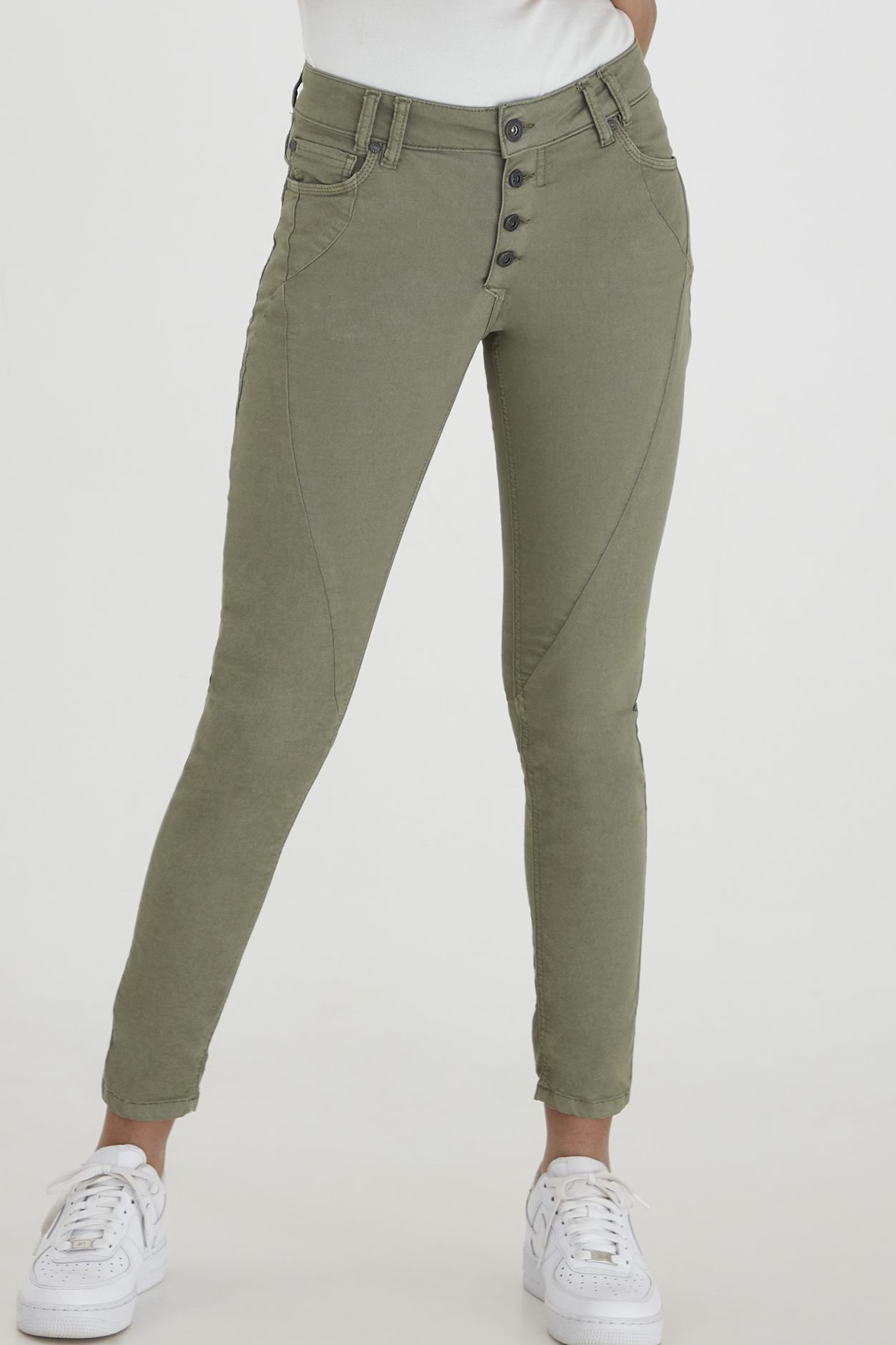 Dekorative Sui stærk Pulz pz Rosita Pants Capri - army grønne denim jeans - kvinde - Hos Lohse