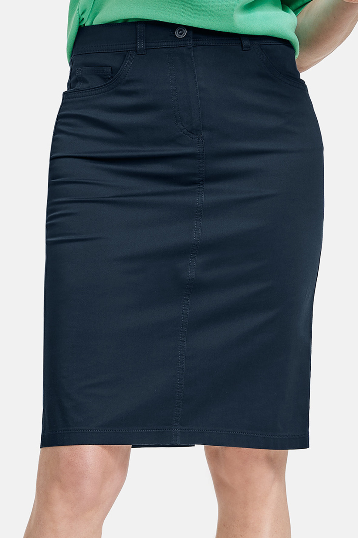 mild halfrond schokkend Gerry Weber sommer nederdel med stræk - flere farver - mørkeblå - Hos Lohse