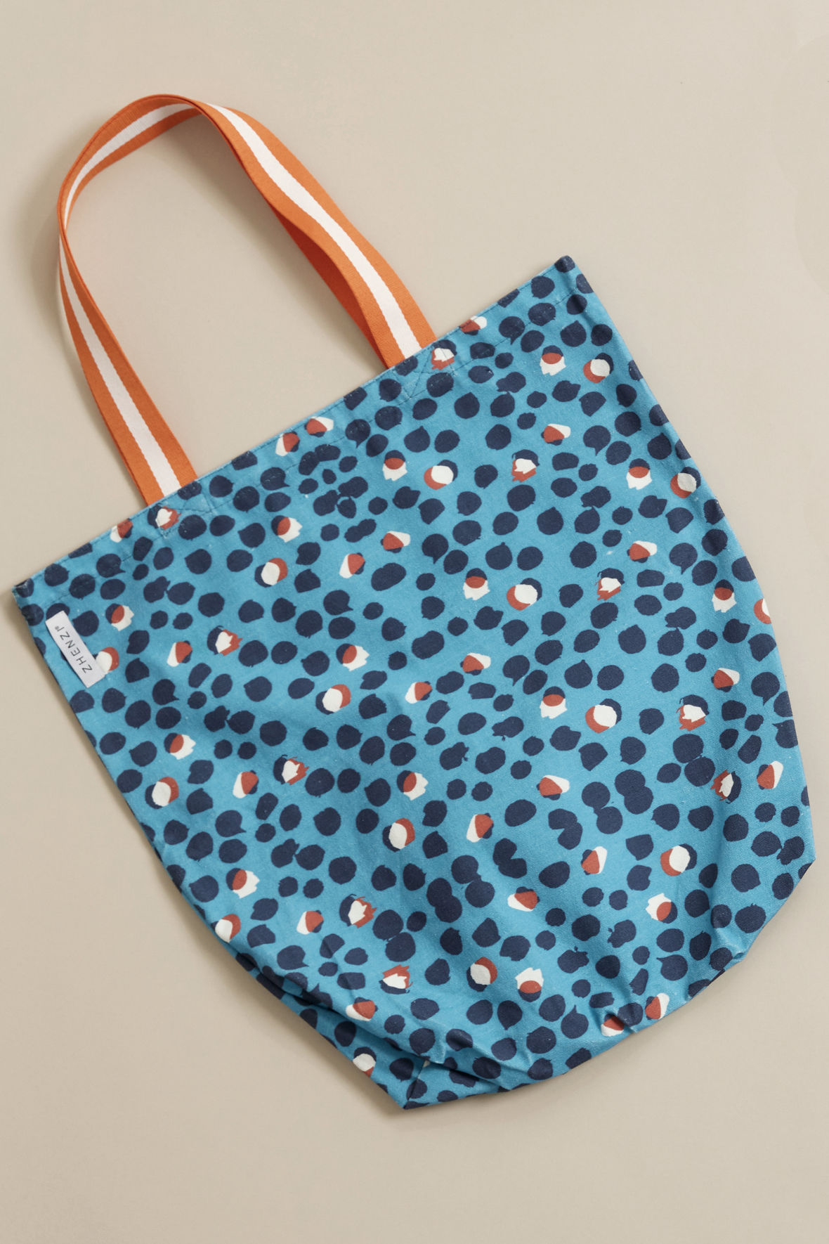 Zhenzi Shopper taske hank i bomulds lærred leopard blå 149,- - Hos Lohse