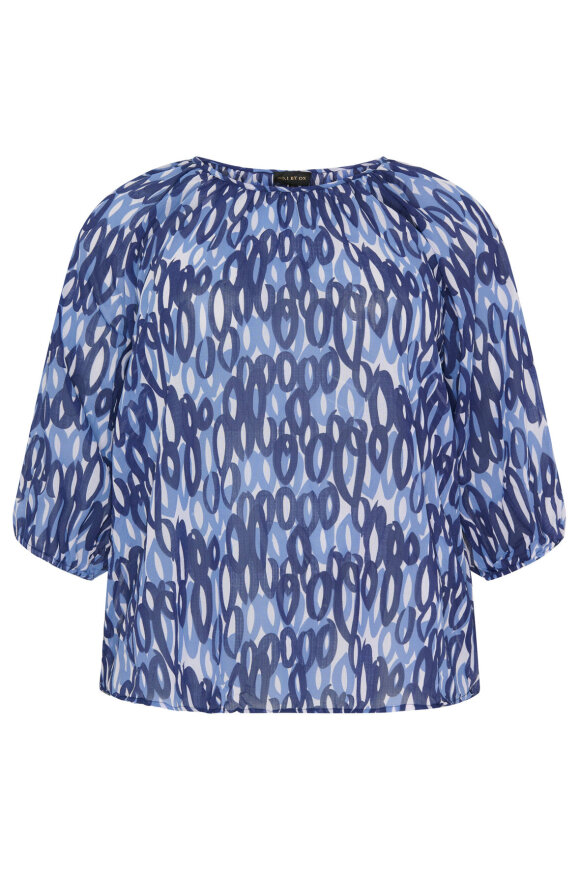 No.1 by OX - Chiffon Print Bluse - Raglan - Blue