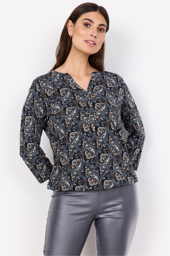 SoyaConcept - SC-Felicity AOP 476 - Paisley Print T-shirt - Black