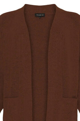 No.1 by OX - Lang Strik Cardigan - Ballonærmer - Mocca Brown