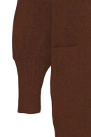 No.1 by OX - Lang Strik Cardigan - Ballonærmer - Mocca Brown