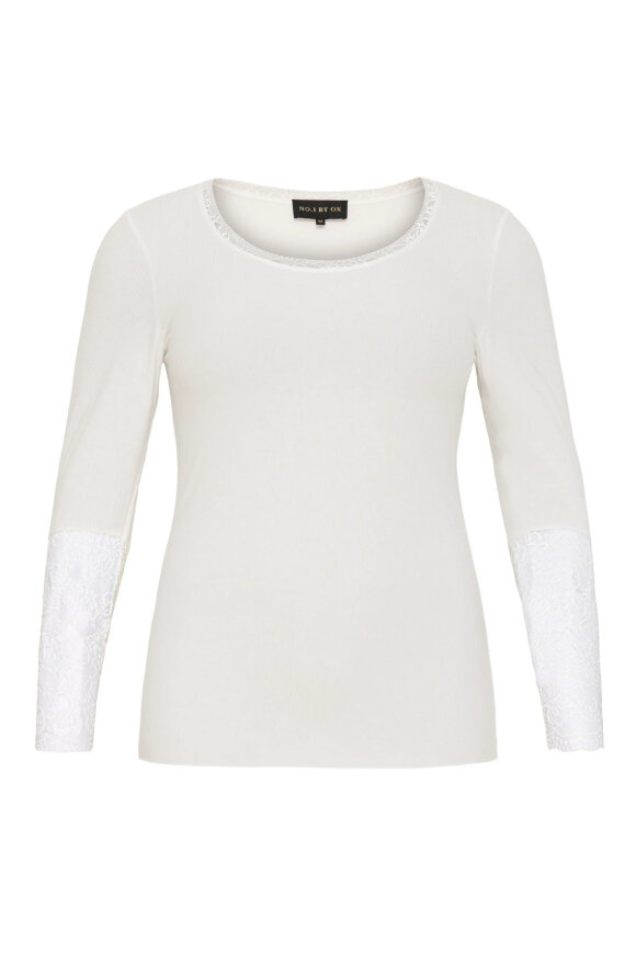 No.1 by OX - Jersey Blouse Lace - Blonde T-shirt - Off White