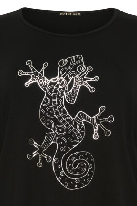 No.1 by OX - T-shirt - Silver Lizard Print - Sort