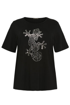 No.1 by OX - T-shirt - Silver Lizard Print - Sort