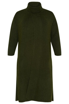 No.1 by OX - Long Coatigan - Lang Poncho - Dark Army Green