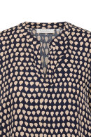 Eterna - Løs Print Bluse - Lange Ærmer - Dark Navy & Sand