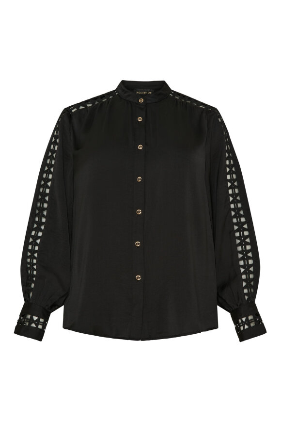 No.1 by OX - Ribbon Shirt - Skjorte m Detaljer - Black