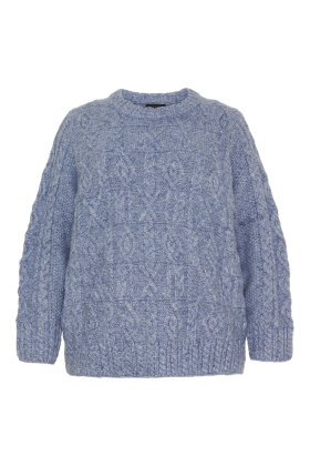 No.1 by OX - O Neck Sweater - Kabelstrik - Blue