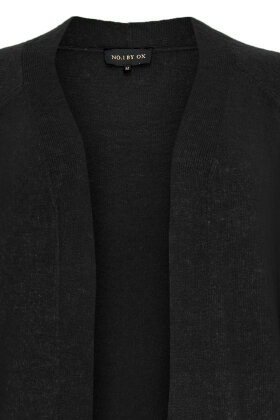 No.1 by OX - Lang Strik Cardigan - Ballonærmer - Black