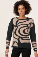 Gerry Weber - Strikbluse - Jumper m Uld - Black & Camel