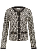 Gerry Weber - Elegant Strikjakke - Jacquard Mønstret - Cream & Black