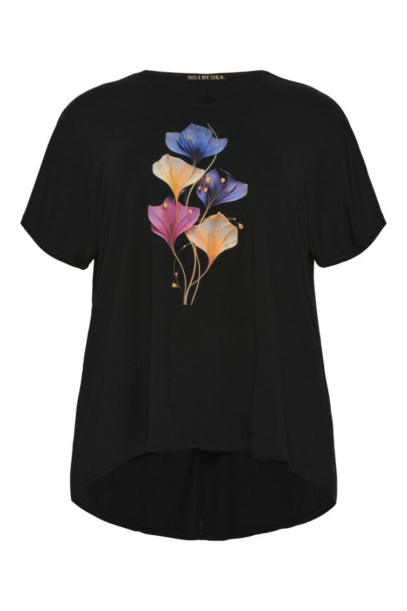 No.1 by OX - T-shirt Flowers - Black