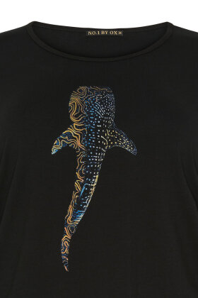 No.1 by OX - Print T-shirt - Coloured Whale - Sort