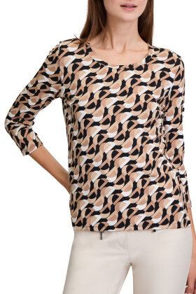 Betty Barclay - Grafisk Print T-shirt - Beige & Black