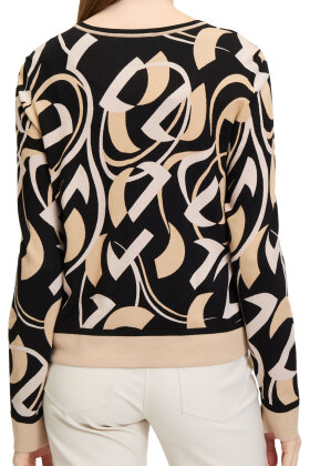 Betty Barclay - Mønstret Strikket Cardigan - Beige & Black