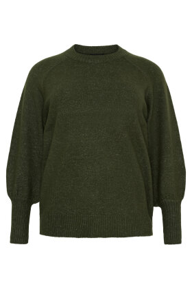 No.1 by OX - Sweater Pullover Ballonærmer - Dark Green