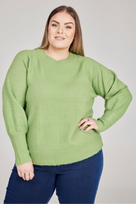 No.1 by OX - Sweater Pullover Ballonærmer - Dark Green