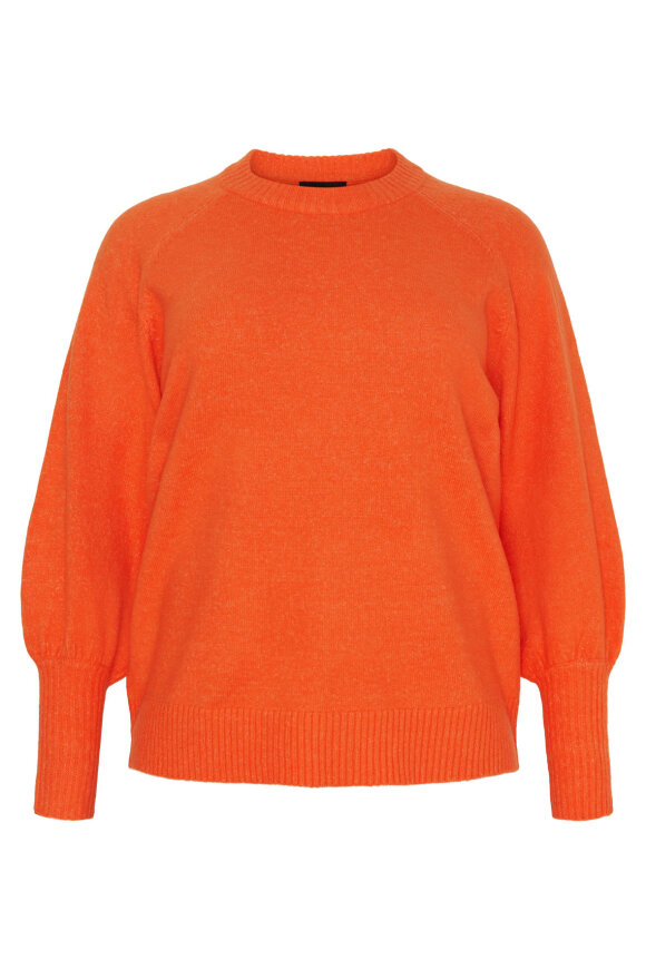 No.1 by OX - Sweater Pullover Ballonærmer - Flower Orange