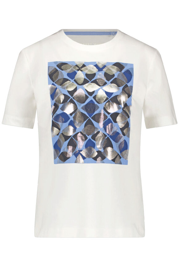 Gerry Weber - T-shirt m Abstrakt Print - Off White & Blue