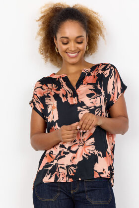 SoyaConcept - SC-Peach 1 - Printbluse Satinvævet - Peach Pink